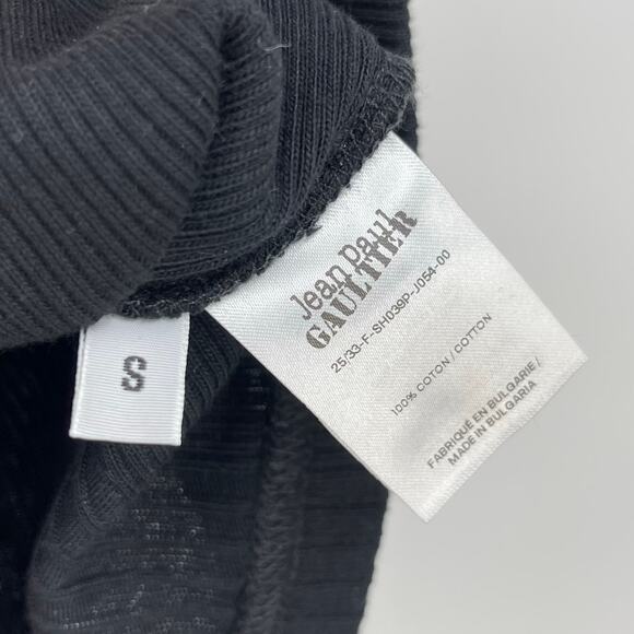 Jean Paul Gaultier | JPG Overall Clip Logo Patch Short in Black Ribbed Knit S - Picture 8 of 9